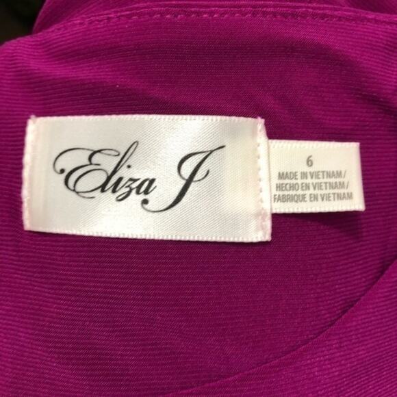 Eliza J Bell Sleeve Magenta Royale Fit Flare Dress 6 NWT - Picture 5 of 8